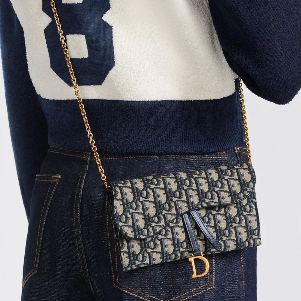 Saddle long wallet on chain canvas - Picture 3 of 14